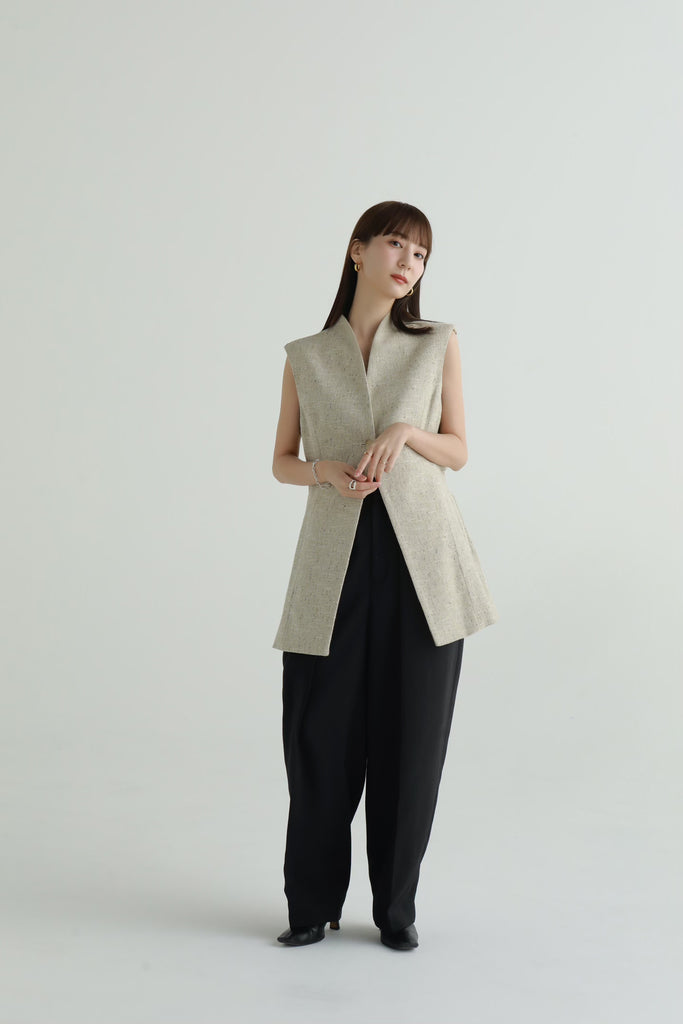 slub tweed shape vest – louren store
