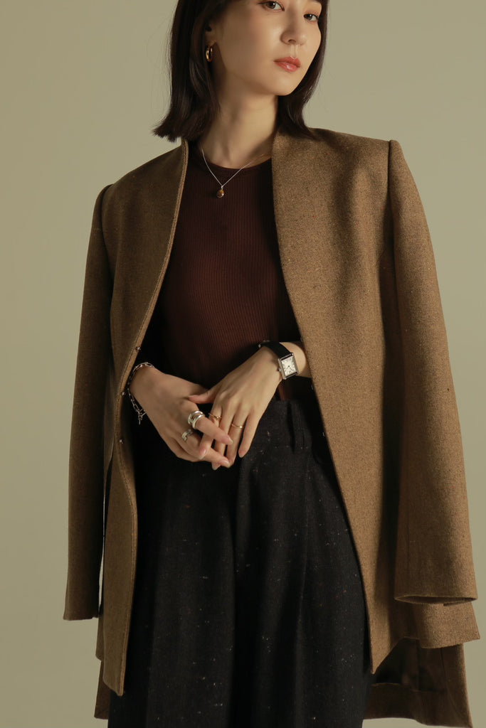 waist shape color nep tweed jacket – louren store